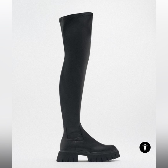 Zara Over the Knee tall lug sole boot - Picture 3 of 10